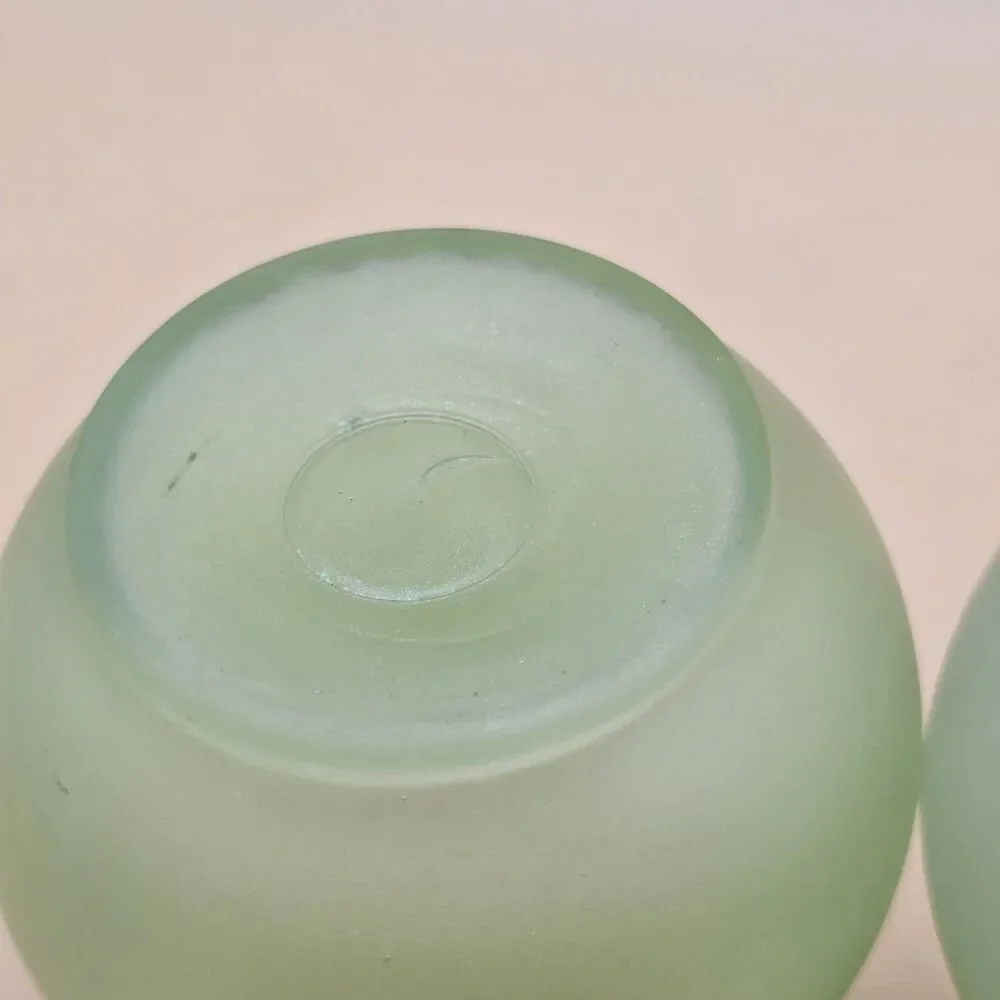Vintage Viking Glass Frosted Green Uranium Glass Vases 6.25